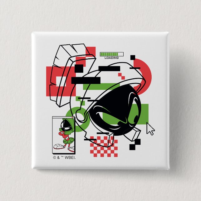 Badge Carré 5 Cm MARVIN THE MARTIAN™ Glitch (Devant)