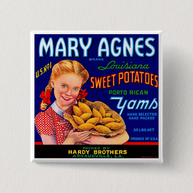 Badge Carré 5 Cm Mary Agnes Louisiana Yams (Devant)