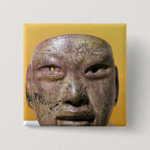Badge Carré 5 Cm Masque funéraire, Olmec, du Mexique