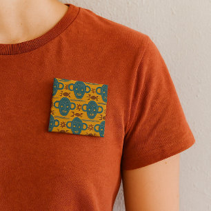 Badge Carré 5 Cm Masque Tribal Motif de Visage Ethnique Africain