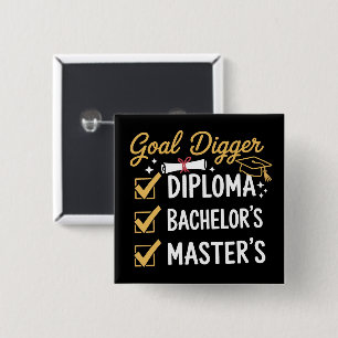Badge Carré 5 Cm Masters Diplômé Objectif Creuseur Maîtrisé Classe 