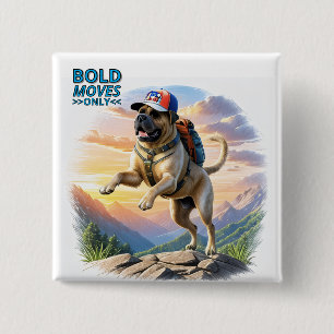 Badge Carré 5 Cm Mastiff dogue anglais en montagne vacances