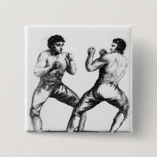 Badge Carré 5 Cm Match de boxe