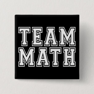 Badge Carré 5 Cm Mathématiques de l'équipe noire et blanche