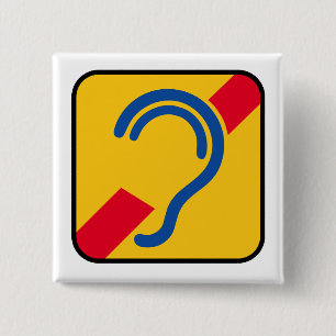 Badge Carré 5 Cm mauviette. Slechthorend, doofheid, Audience limité