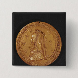 Badge Carré 5 Cm Médaille dépeignant Anne de la Bretagne