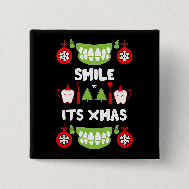 Badge Carré 5 Cm Médecin dentaire Xmas (Devant)