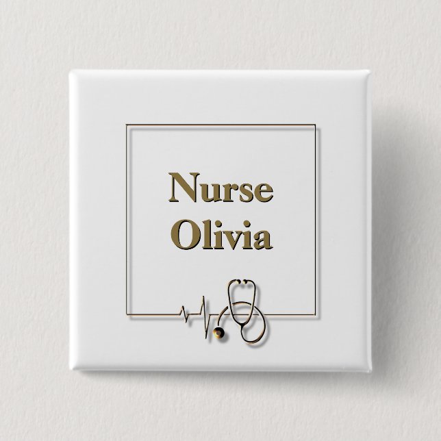 Badge Carré 5 Cm Médecin infirmier Médicale Stethoscope (Devant)