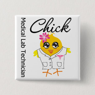 Badge Carré 5 Cm Medical Lab Technician Chick
