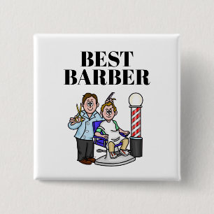 Badge Carré 5 Cm Meilleur Bouton Barbier - Couper les cheveux