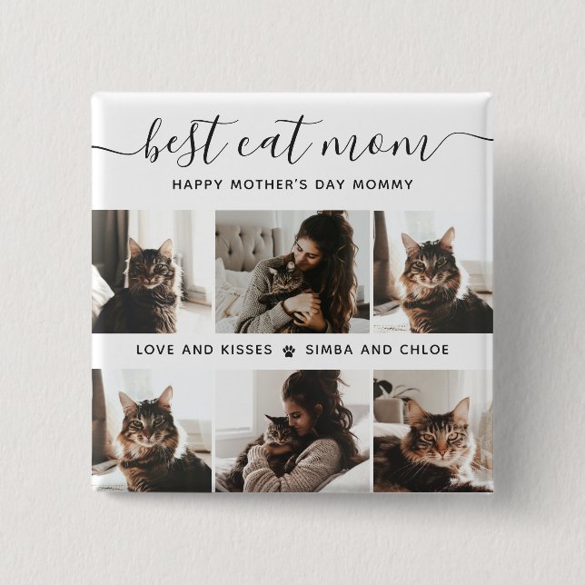 Badge Carré 5 Cm Meilleur Chat Maman : Custom Mother's Day Photo de (Devant)
