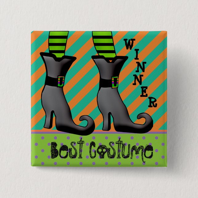Badge Carré 5 Cm Meilleur gagnant du costume d'Halloween (Devant)