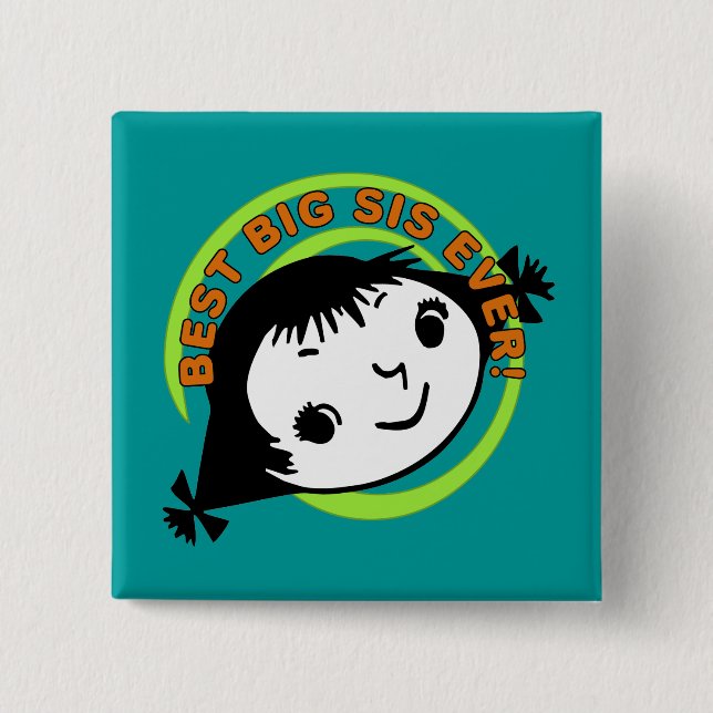Badge Carré 5 Cm Meilleur Grand Sis Rétro (Devant)