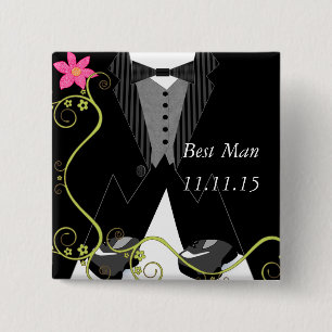 Badge Carré 5 Cm Meilleur ManTuxedo Bow Cravate Tennis Chaussure Ma