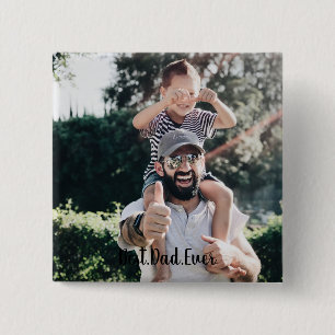 Badge Carré 5 Cm Meilleur Papa Collage Photo Moderne