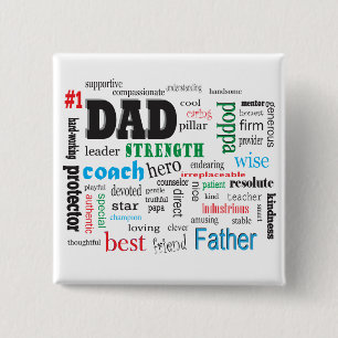 Badge Carré 5 Cm Meilleur papa Word Cloud