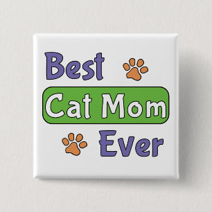 Badge Carré 5 Cm Meilleure maman de chat de tous les temps