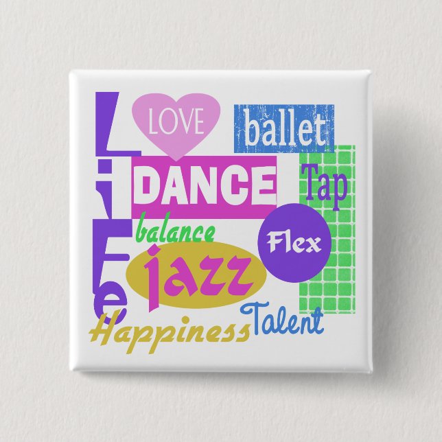 Badge Carré 5 Cm Mélange de danse (Devant)