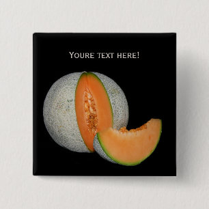 Badge Carré 5 Cm Melon Cantaloupe tranché