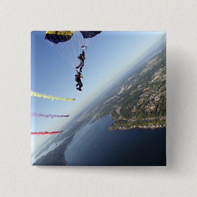 Badge Carré 5 Cm Membres de l'équipe de parachutistes de la marine  (Devant)