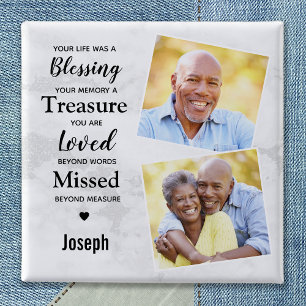 Badge Carré 5 Cm Memorials Remembrance Custom 2 Photo Keepsake