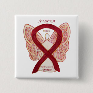 Badge Carré 5 Cm Meningococcie méningite Sensibilisation Broches à