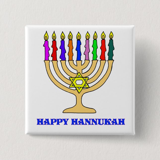 Badge Carré 5 Cm Menorah lumineux (Devant)