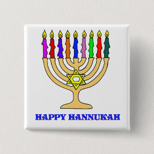 Badge Carré 5 Cm Menorah lumineux