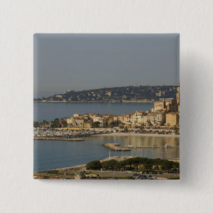 Badge Carré 5 Cm Menton, Côte d'Azur, France.