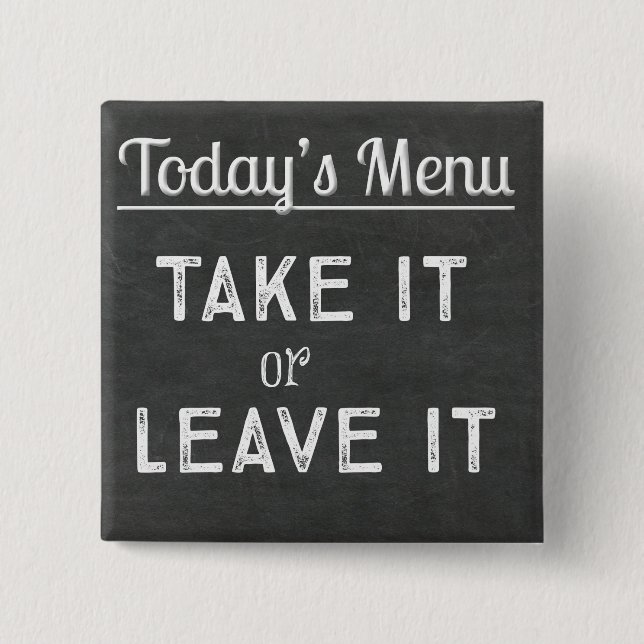 Badge Carré 5 Cm Menu Chalkboard d'aujourd'hui (Devant)