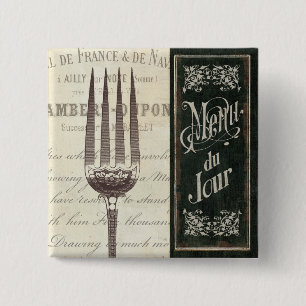 Badge Carré 5 Cm Menu et fourchette français