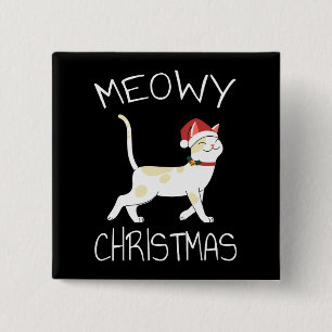 Badge Carré 5 Cm Meowy Christmas - Funny Christmas 2022