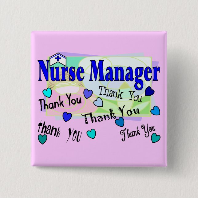 Badge Carré 5 Cm MERCI de directeur d'infirmière (Devant)