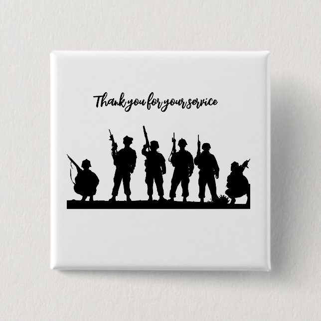 Badge Carré 5 Cm Merci pour vos soldats (Devant)