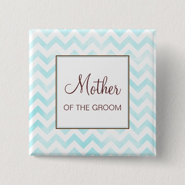 Badge Carré 5 Cm Mère bleue de Chevron du bouton de marié (Devant)