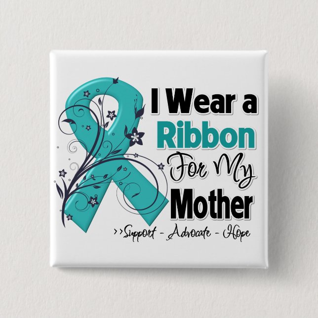 Badge Carré 5 Cm Mère - Cancer de l'ovaire Ruban (Devant)