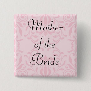 Badge Carré 5 Cm Mère du bouton de rose de jeune mariée