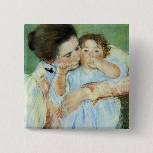 Badge Carré 5 Cm Mère et enfant (Devant)