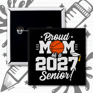 Badge Carré 5 Cm Mère fière de la promotion 2027 de diplômés en bas