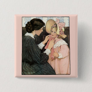 Badge Carré 5 Cm Mère vintage et enfant par Jessie Willcox Smith