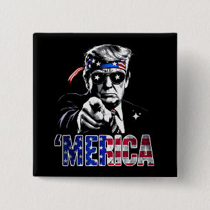 Badge Carré 5 Cm Merica Trump American Flag États-Unis