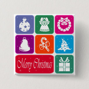 Badge Carré 5 Cm Merry Christmas