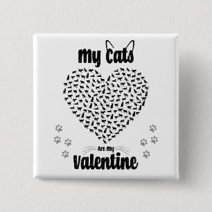 Badge Carré 5 Cm Mes chats sont mon Valentin   Cadeau de la Saint-V