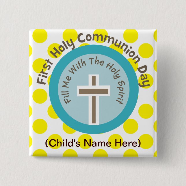 Badge Carré 5 Cm Mes premiers boutons de communion (Devant)