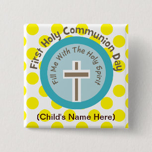Badge Carré 5 Cm Mes premiers boutons de communion