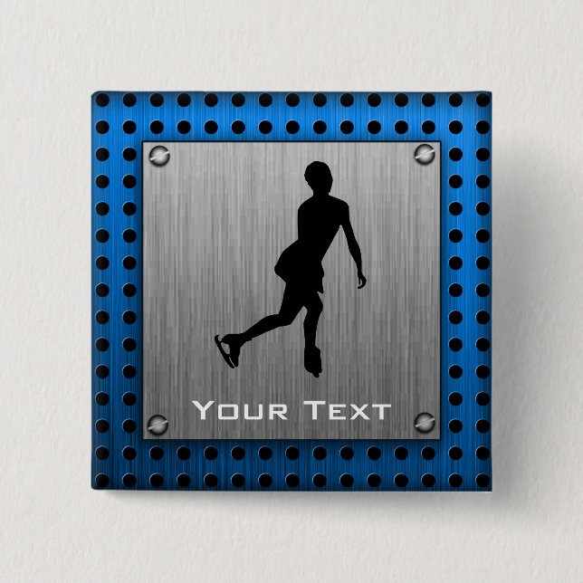 Badge Carré 5 Cm Métal balayé par Faux ; Patinage artistique (Devant)