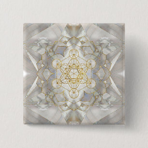 Badge Carré 5 Cm Metatron's Cube in lotus Sacred Geometry