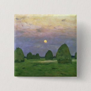 Badge Carré 5 Cm Meules de foin au crépuscule, 1899