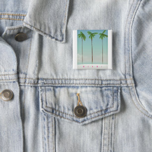 Badge Carré 5 Cm Miami, affiche de voyage de la florida palm.