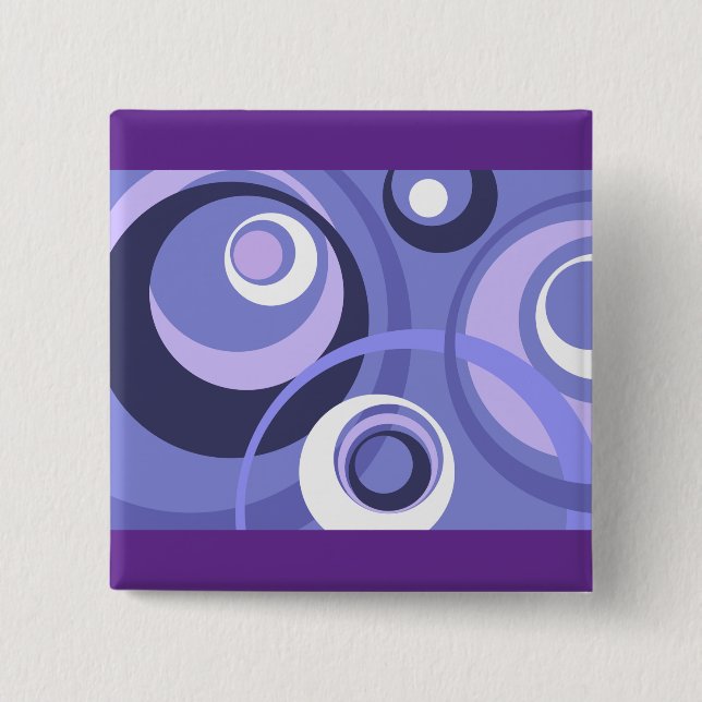 Badge Carré 5 Cm Mid-Century Geometric Purple Circles Abstract (Devant)